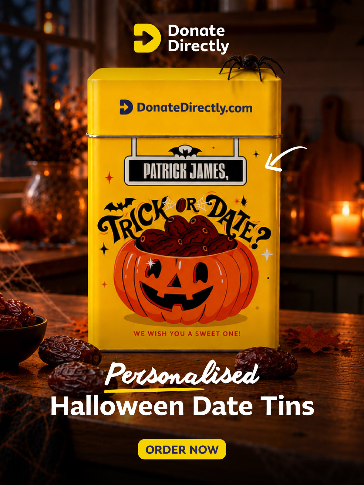 Personalised Halloween Date Tins
